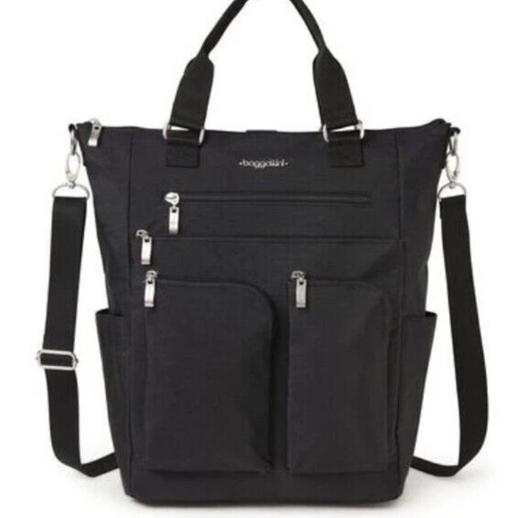 Baggallini Backpack Shoulder Tote Bag All Set 3-in-1 Black NWT RFID NEW $130 main image 5